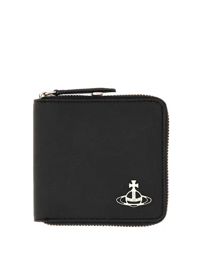 Vivienne Westwood Square Zippered Wallet In Black