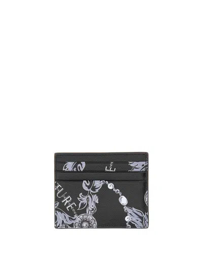 Versace Jeans Couture Barocco Print Cardholder In Black