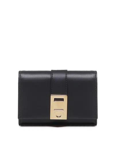 Ferragamo Two-tone Hug Wallet In Black