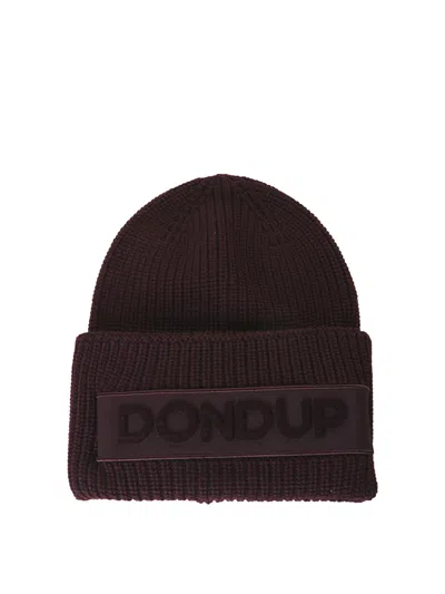 Dondup Wool Beanie In Burgundy