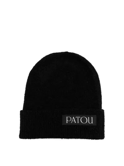 Patou Logo-patch Wool Beanie In Black