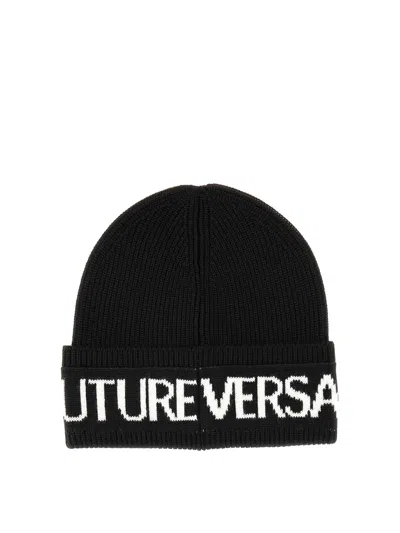 Versace Jeans Couture Logo Beanie In Black