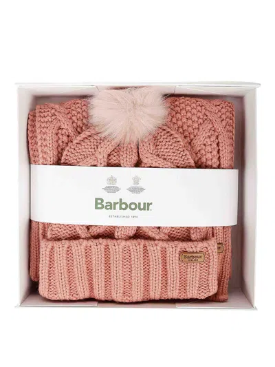 Barbour Ridley Beanie Scarf Gift Set In Pink