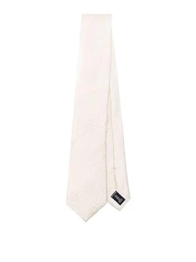 Emporio Armani Woven Jacquard Tie In Brown