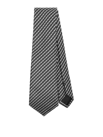 Giorgio Armani Striped Silk Tie In Multicolour