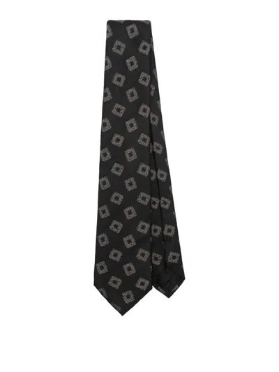 Emporio Armani Woven Jacquard Tie In Black