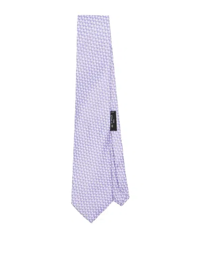 Etro Paisley Patterned-jacquard Silk Tie In Purple