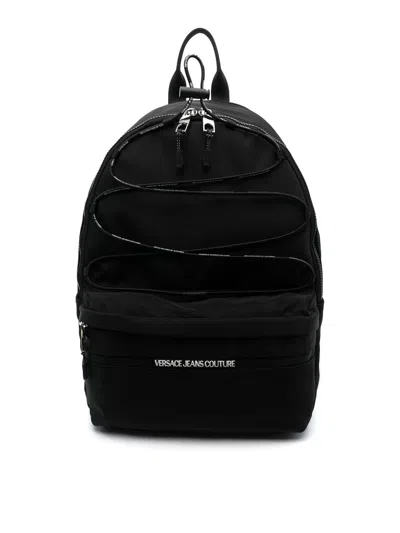 Versace Jeans Couture Logo-patch Lightweight Backpack In Black
