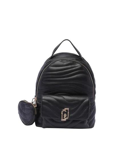 Liu •jo Black Logo Backpack Zip Pockets