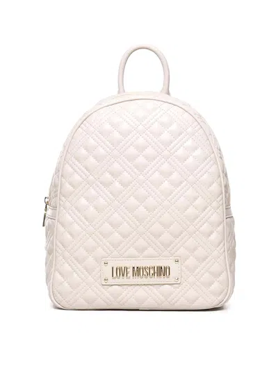 Love Moschino Logo Lettering Quilted Backpack In White