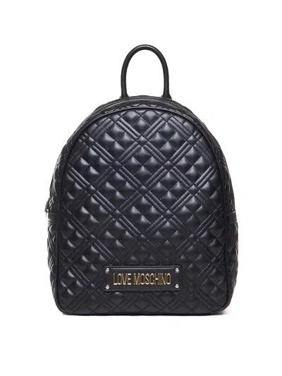 Love Moschino Logo Lettering Quilted Backpack In Black