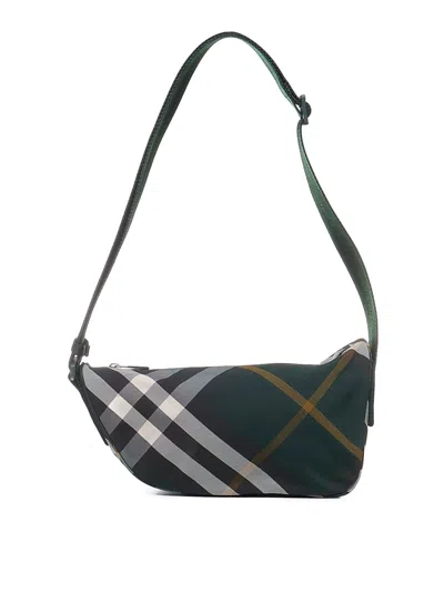 Burberry Check Pouch Bag In Dark Green