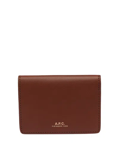 Apc Bi-fold Cardholder In Brown