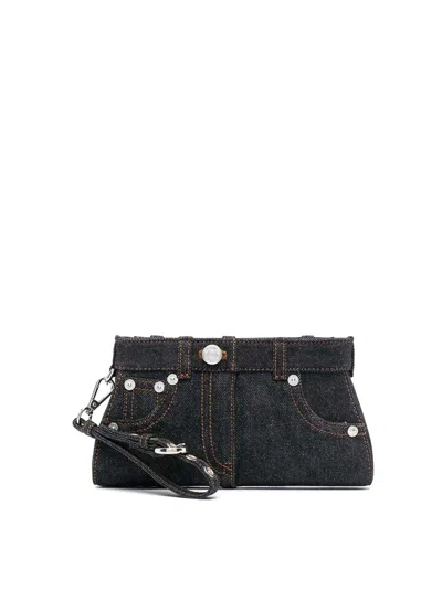 Moschino Jeans Denim Clutch Bag In Black