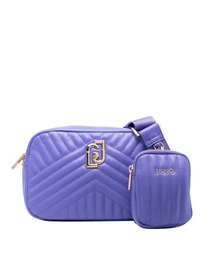 Liu •jo Logo-plaque Quilted Pouch Bag In Light Purple