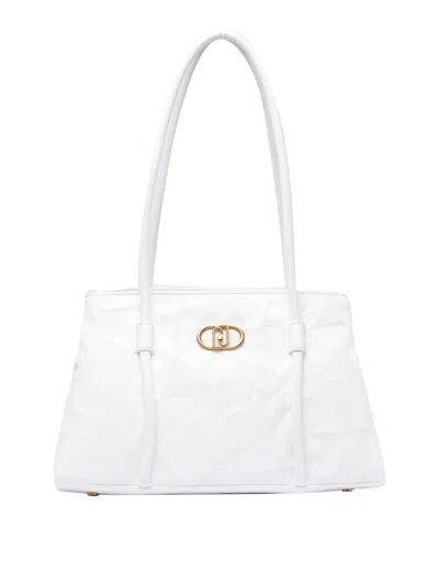 Liu •jo Enamelled-logo Shoulder Bag In White