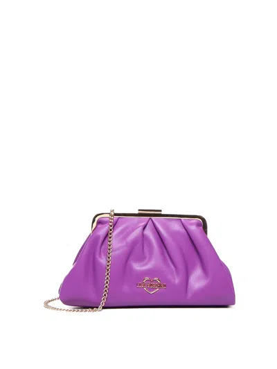 Love Moschino Shoulder Bag With Logo Plaque In Purple