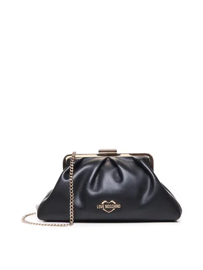 Love Moschino Shoulder Bag With Logo Plaque In Black