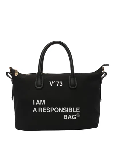 V73 Responsability Tote Bag In Black