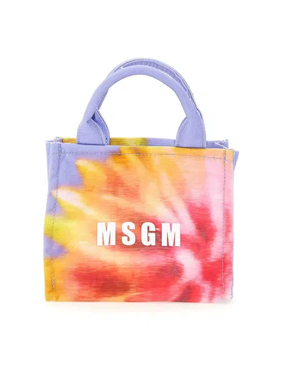 Msgm Canvas Tote Bag In Multicolour