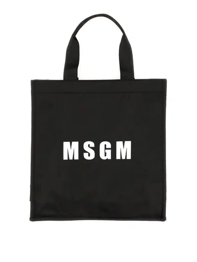 Msgm Tote Shoulder Bag In Black