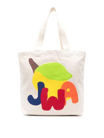 Jw Anderson Logo-print Cotton Tote Bag In Beige
