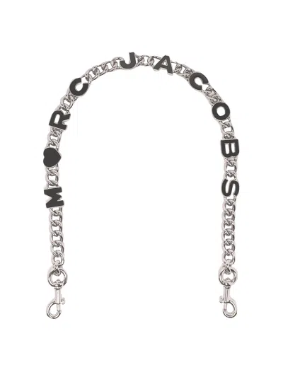 Marc Jacobs The Heart Charm Chain Shoulder Strap In Silver