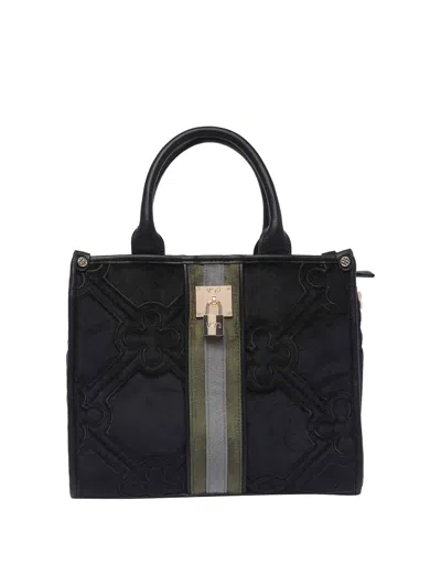 V73 Iris Matelassé Tote Bag In Black