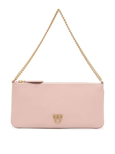 Pinko Clutch Bag With Logo In Nude & Neutrals