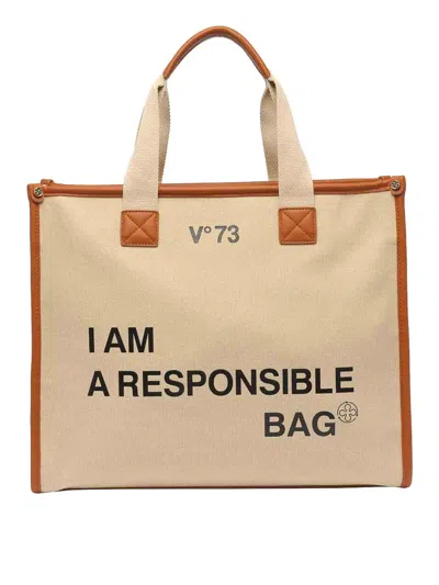 V73 Responsability Bis Shopping Bag In Beige