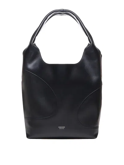 Ferragamo Hobo Bag With Cut Out In Black
