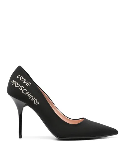 Love Moschino Logo-lettering 100mm Textured Pumps In Black