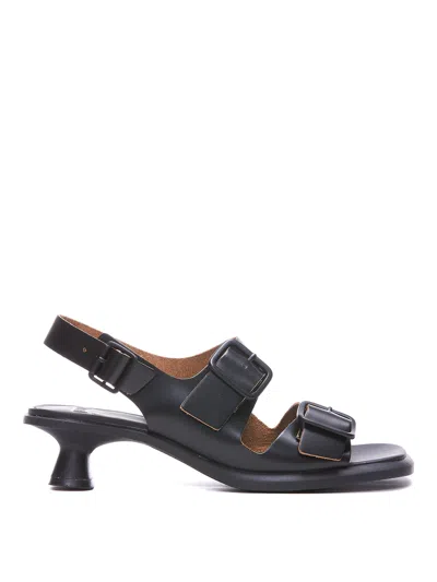 Camper Leather Dina Sandals With Double Straps In Black