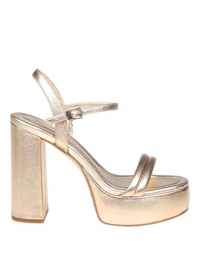 Michael Kors Laminated Leather Sandal In Silver
