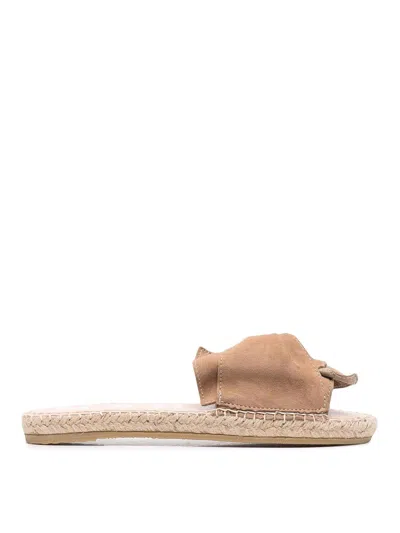 Manebi Hamptons Knot-detail Suede Sandals In Grey