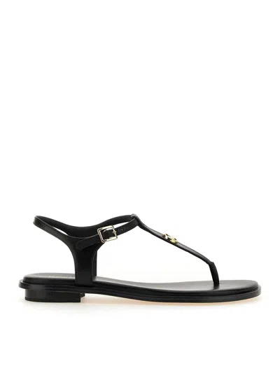 Michael Michael Kors Mallory Leather Thong Sandals In Black