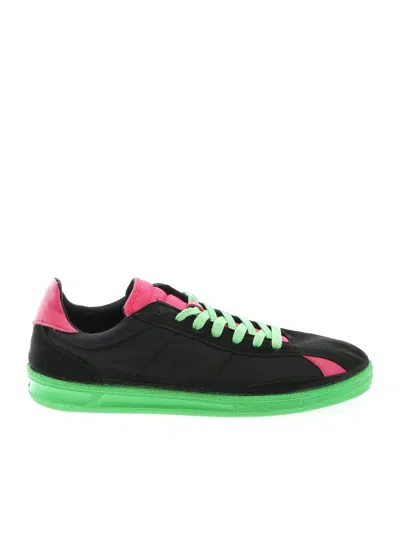 Comme Des Garçons Shirt Sneakers In Black Fuchsia And Green