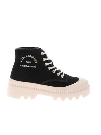 Karl Lagerfeld Logo Embroidery Sneakers In Black