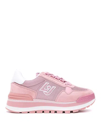 Liu •jo Leather And Fabric Sneakers In Pink