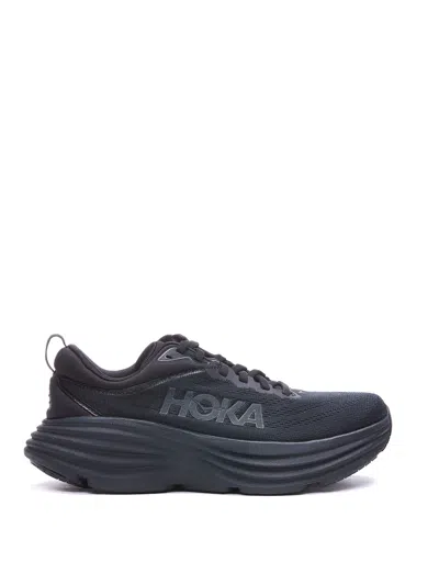 Hoka Monochrom Suede Sneakers With Logo In Black