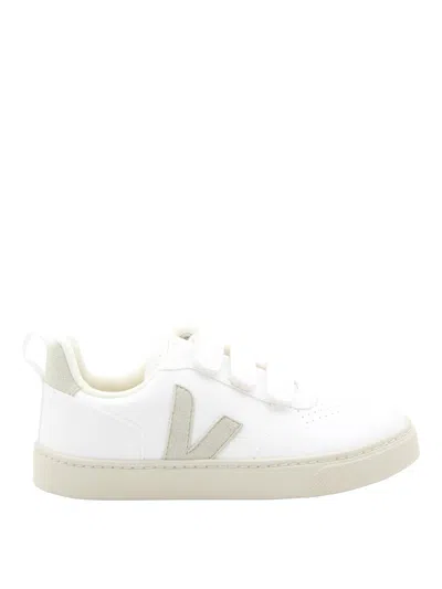 Veja Kids' White And Natural Leather V-10 Sneakers