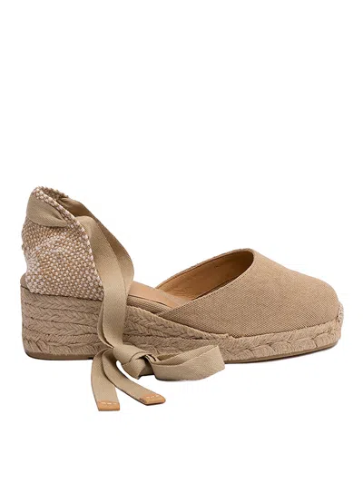 Castaã±er Carina Espadrilles With Wedge And Laces In Beige