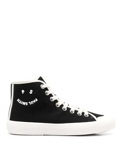Paul Smith Embroidered-logo Lace-up Sneakers In Black