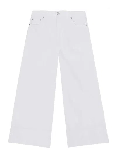 Ganni Cropped Wide-leg Jeans In White