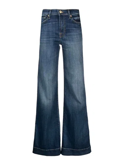 Seven Mid-rise Straight-leg Jeans In Light Wash