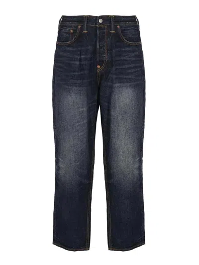 Evisu Cotton Denim Jeans In Dark Wash