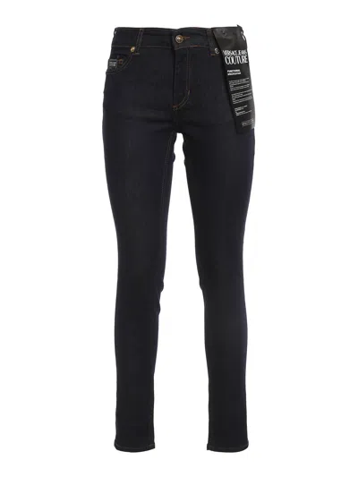 Versace Jeans Couture Logo Embroidery Jeans In Dark Wash