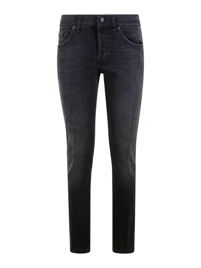 Dondup Man Mius Slim Jeans In Black Stretch Denim