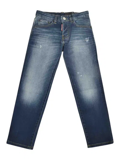 Dsquared2 Kids' Straight-leg Washed Jeans In Dark Wash