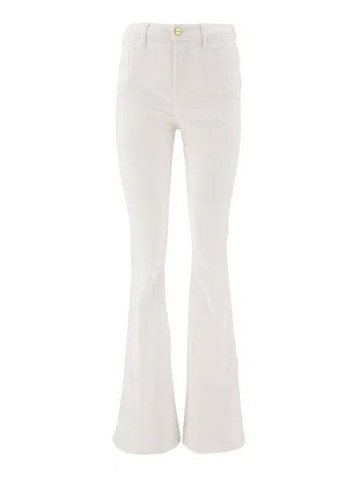 France Production By Catherine Puget Vintage High Flare Denim Jeans In White